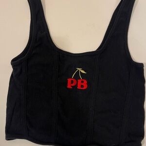 Black Crop Top with Red PB Logo